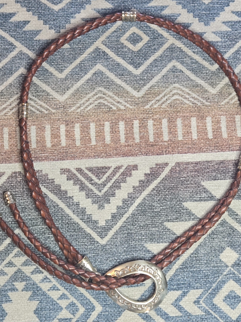 Brighton Vintage 1994 Brown Braided Leather Double Barrel Belt Adjustable 48"